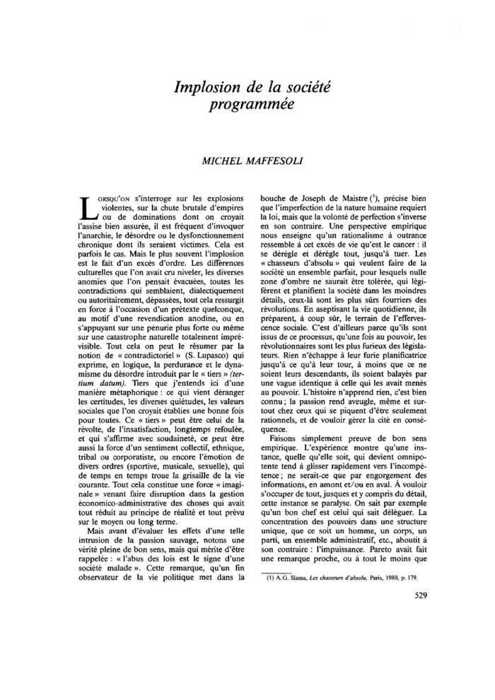 Implosion de la société programmée
 – page 1