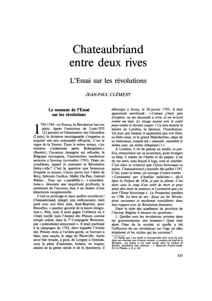 Chateaubriand entre deux rives. L’Essai sur les révolutions
 – page 1