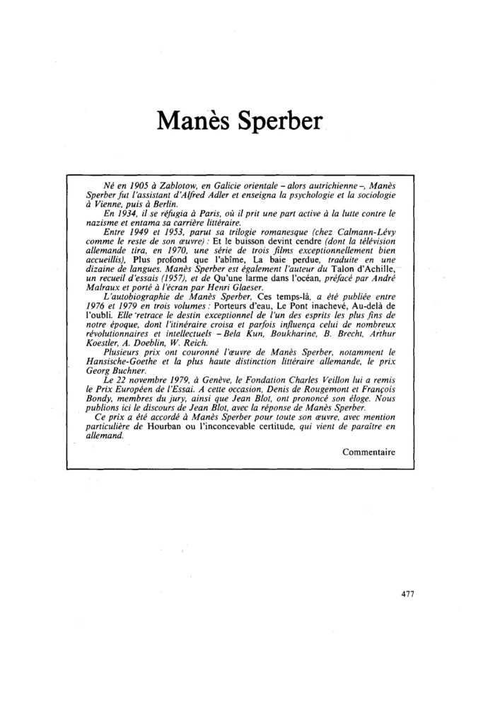 Manès Sperber
 – page 1