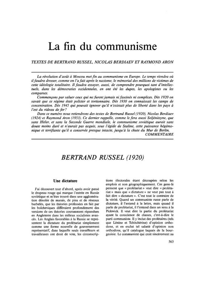 La fin du communisme
 – page 1