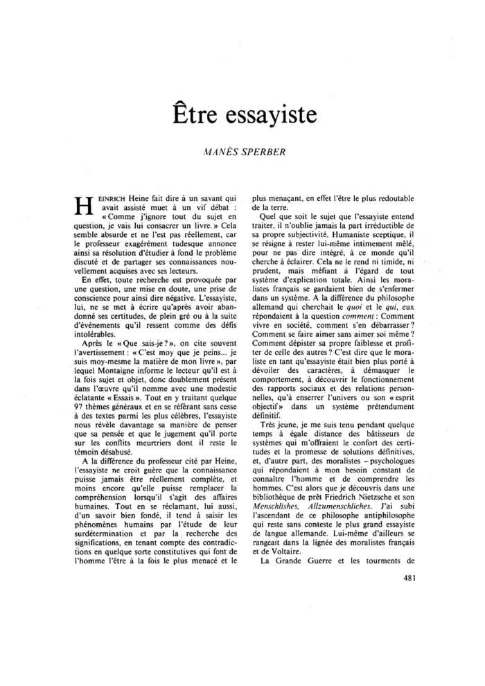 Être essayiste
 – page 1