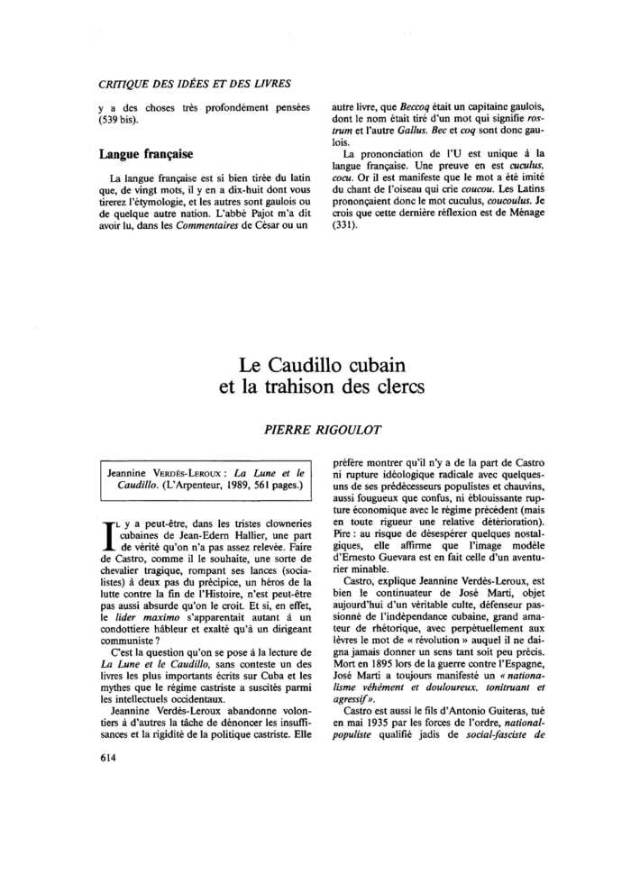Le Caudillo cubain et la trahison des clercs
 – page 1