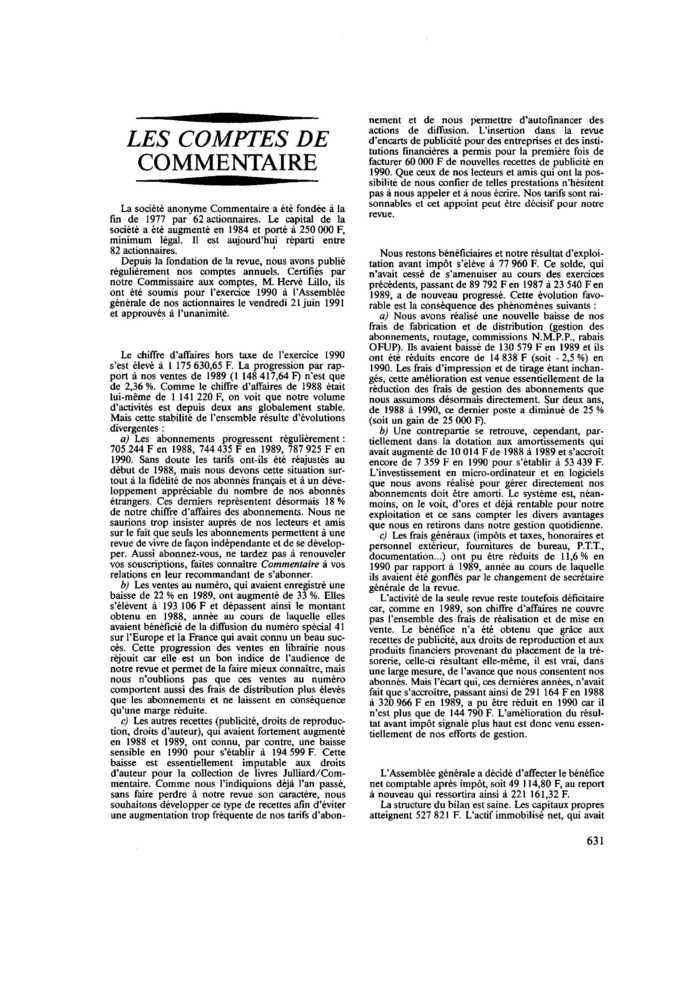 LES COMPTES DE COMMENTAIRE
 – page 1