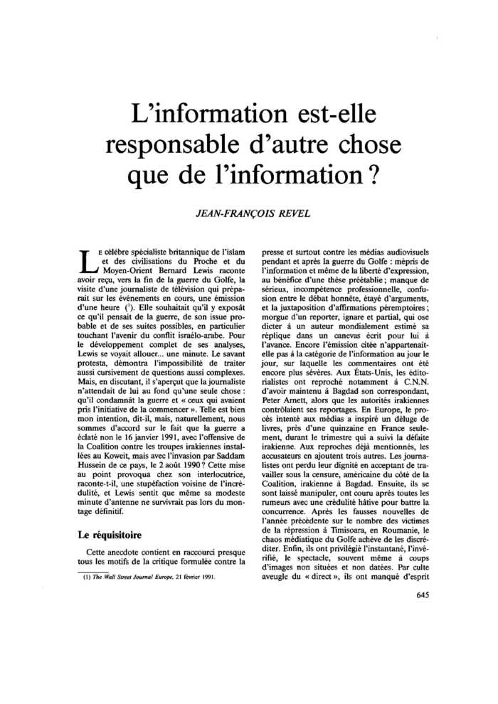 L’information est-elle responsable d’autre chose que de l’information ?
 – page 1