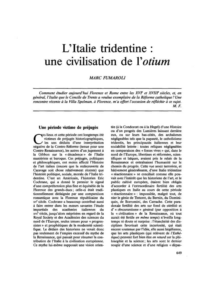 L’Italie tridentine : une civilisation de l’otium
 – page 1