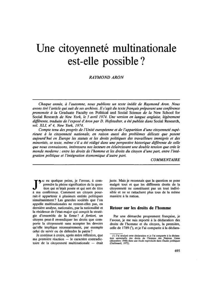 Une citoyenneté multinationale est-elle possible ?
 – page 1