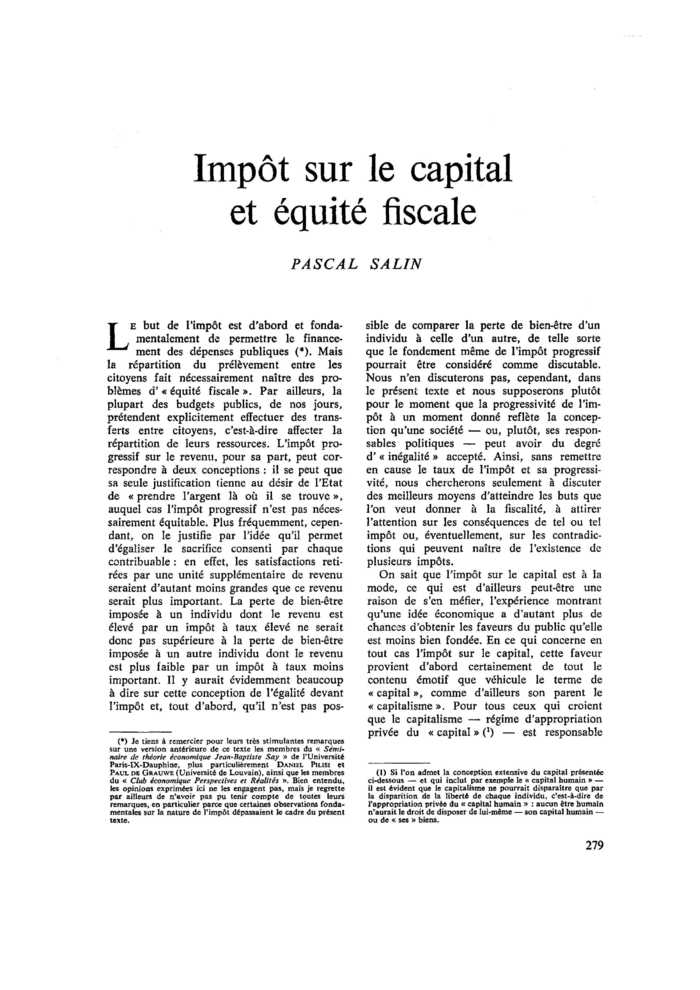 Impôt sur le capital et équité fiscale
 – page 1