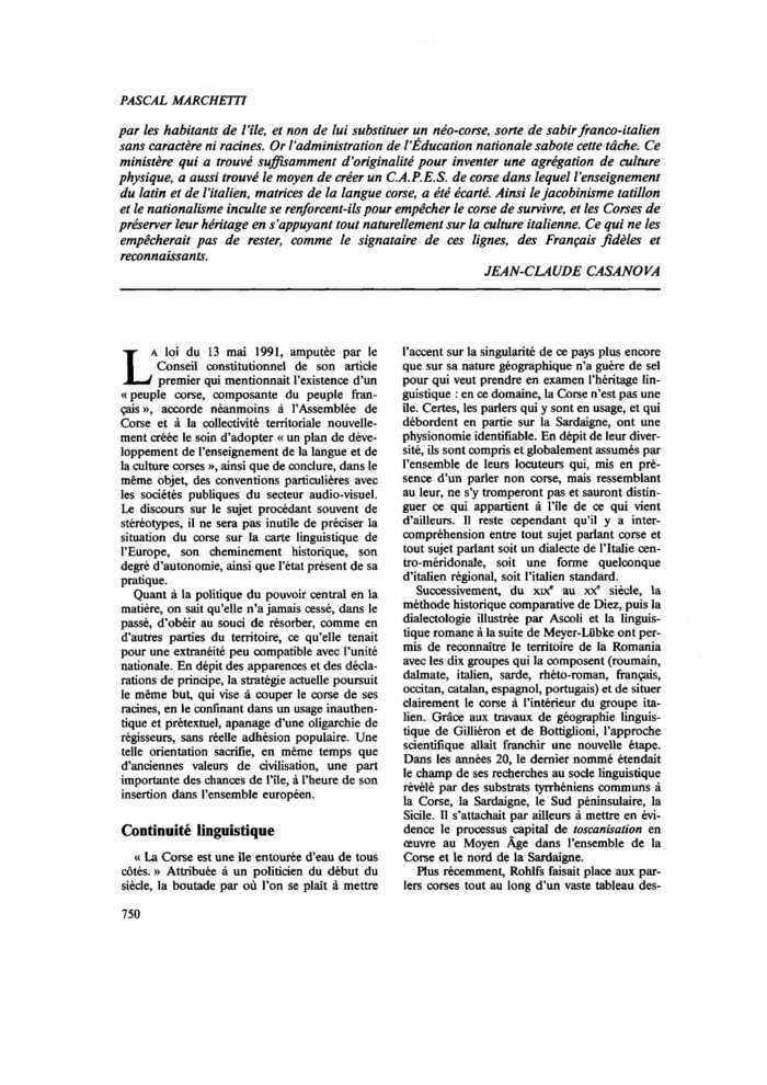 Corse : le problème de la langue (suite)
 – page 1