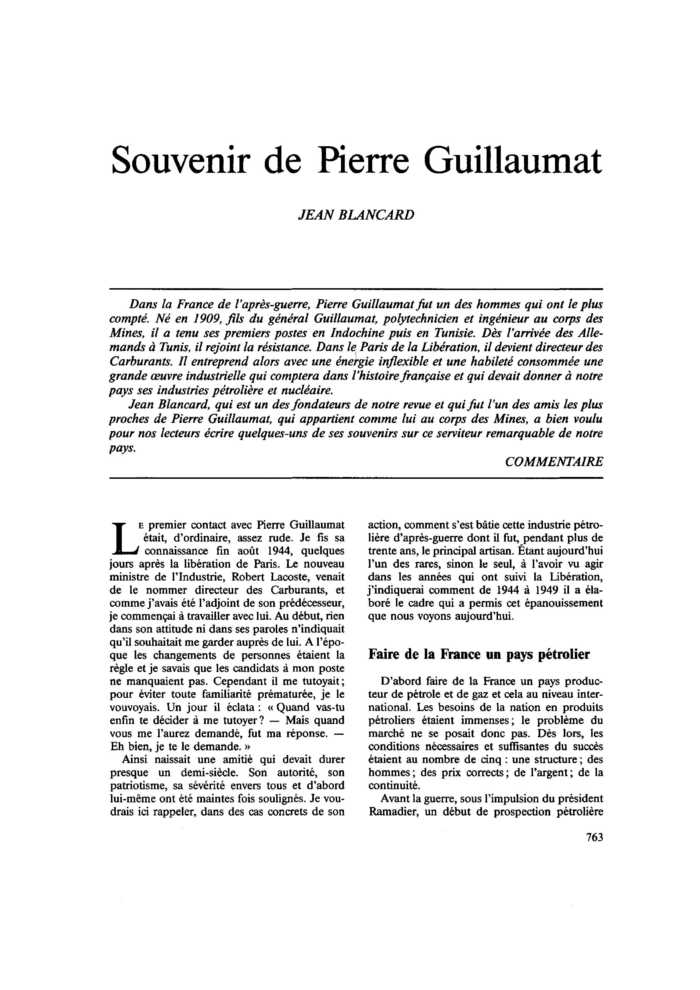 Souvenir de Pierre Guillaumat
 – page 1