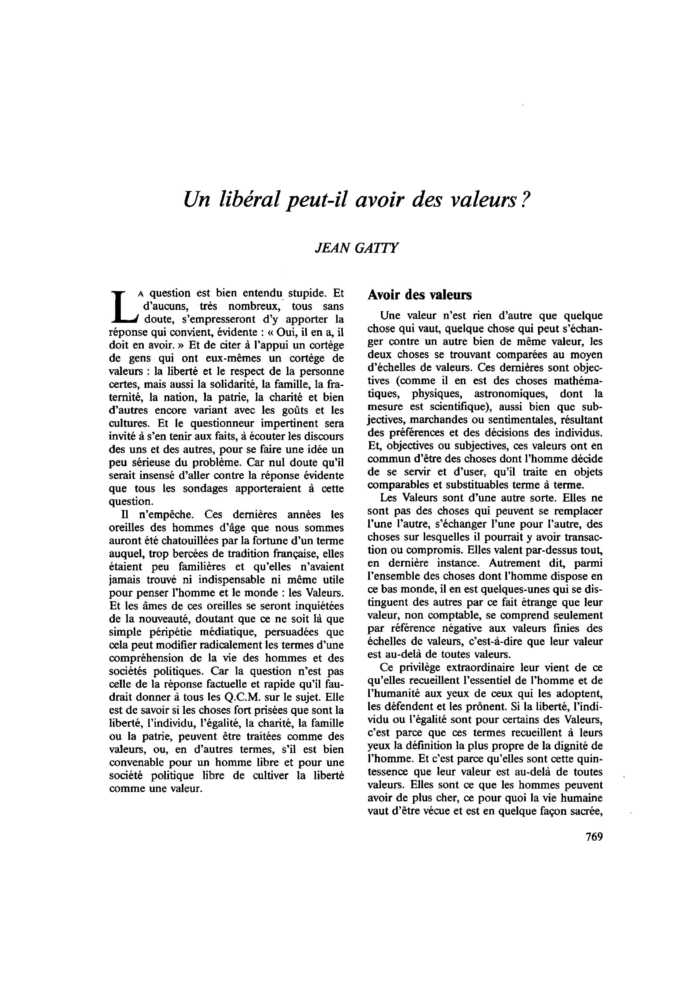 Un libéral peut-il avoir des valeurs ?
 – page 1