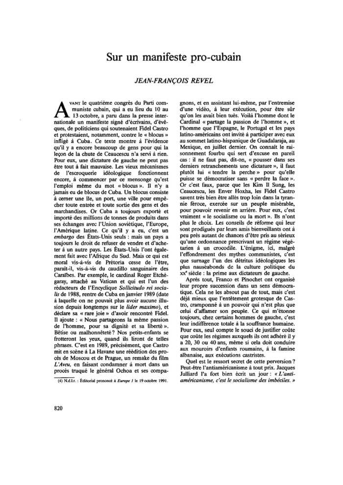 Sur un manifeste pro-cubain
 – page 1