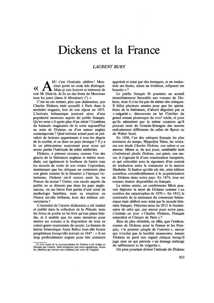 Dickens et la France
 – page 1
