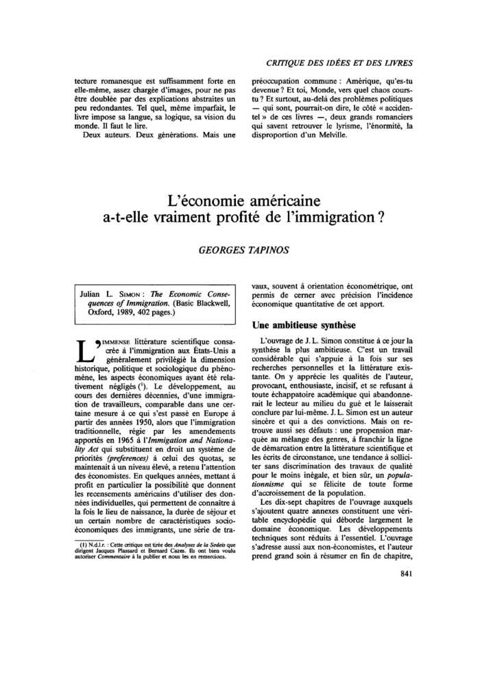 L’économie américaine a-t-elle vraiment profité de l’immigration ?
 – page 1