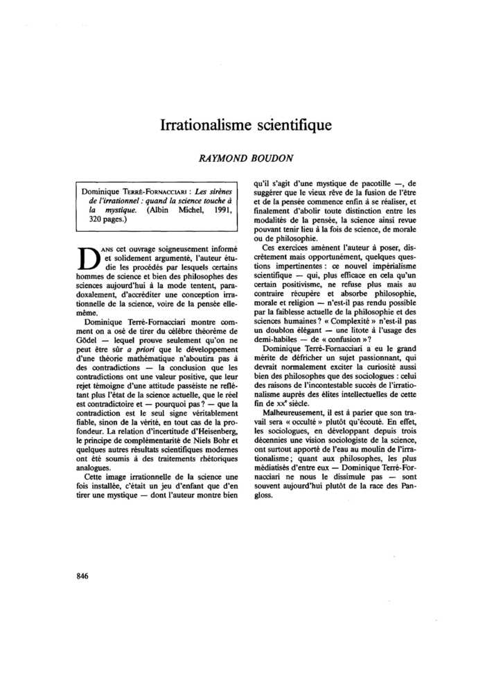 Irrationalisme scientifique
 – page 1