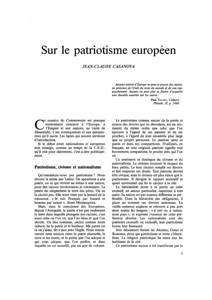 Sur le patriotisme européen
 – page 1