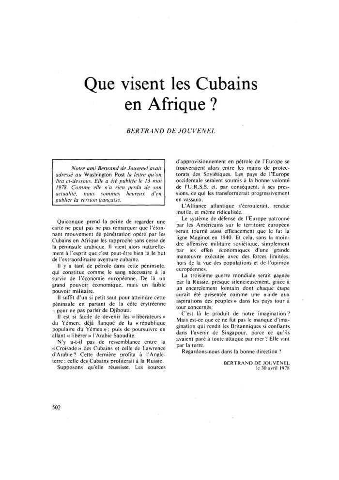 Que visent les Cubains en Afrique ?
 – page 1
