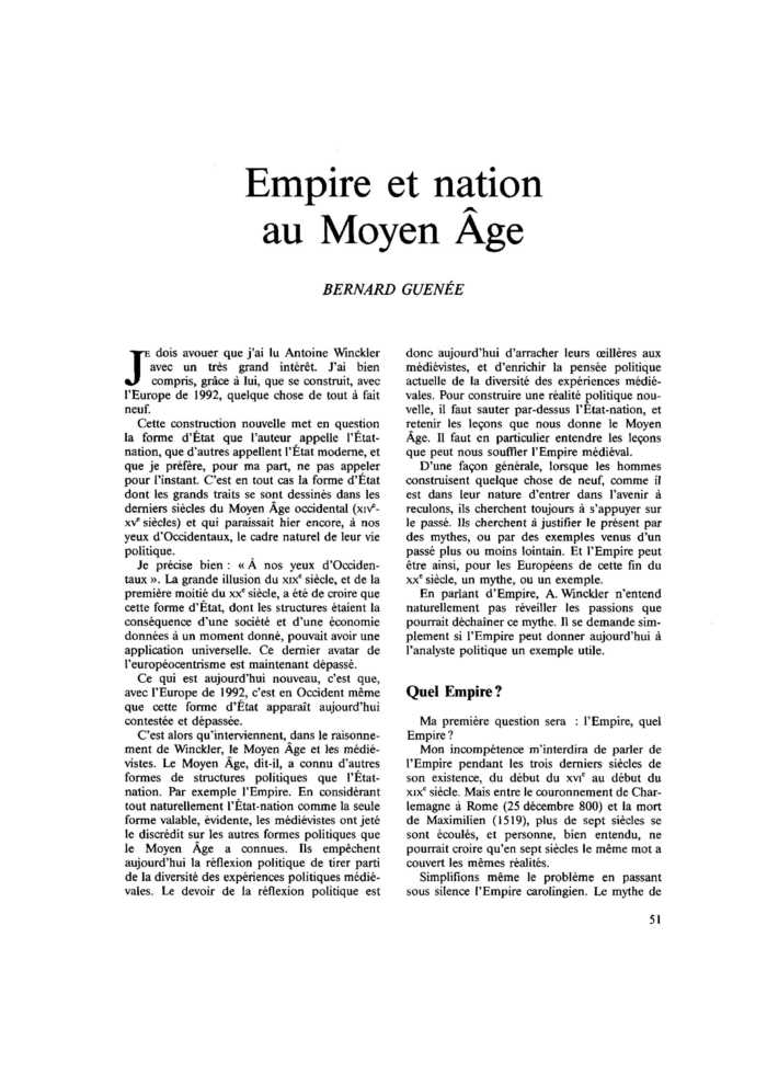 Empire et nation au Moyen Âge
 – page 1