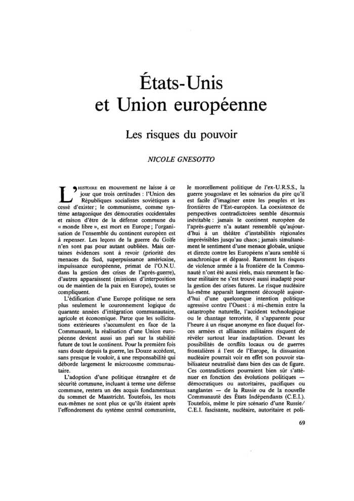 États-Unis et Union européenne. Les risques du pouvoir
 – page 1