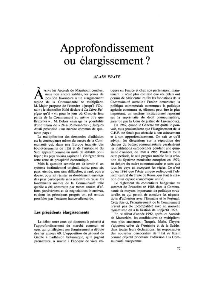 Approfondissement ou élargissement ?
 – page 1