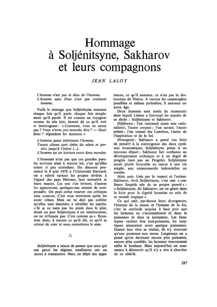 Hommage à Soljénitsyne, Sakharov et leurs compagnons
 – page 1
