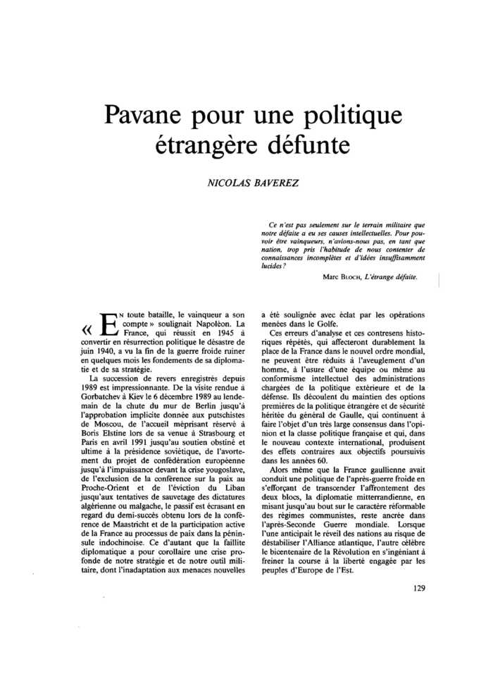 Pavane pour une politique étrangère défunte
 – page 1