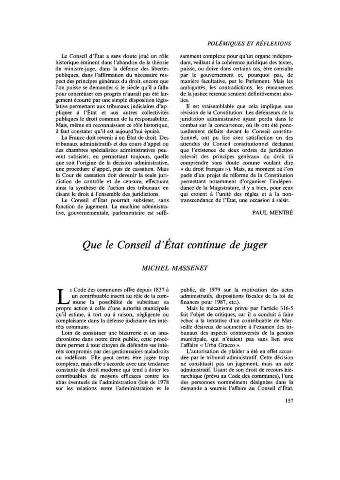 Que le Conseil d’Etat continue de juger
 – page 1