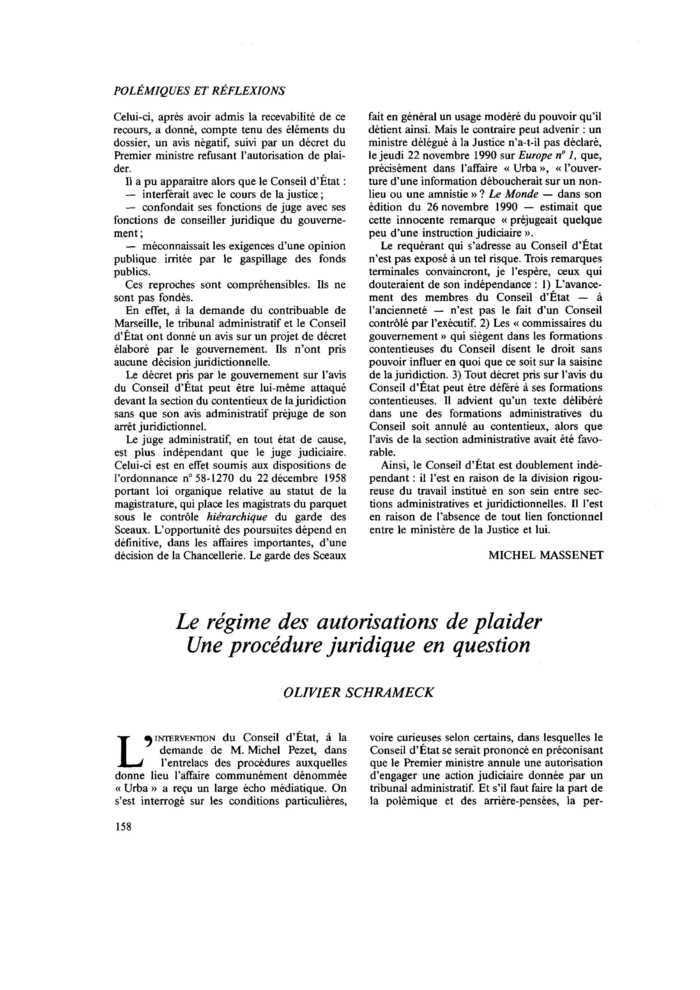 Le régime des autorisations de plaider. Une procédure juridique en question
 – page 1