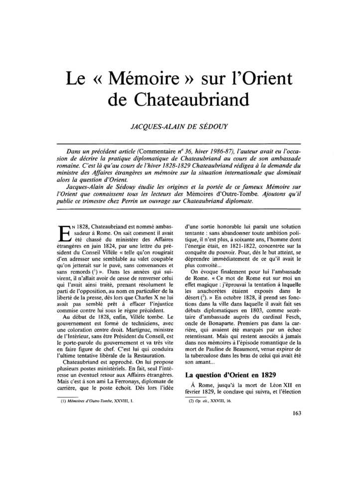 Le « Mémoire » sur l’Orient de Chateaubriand
 – page 1