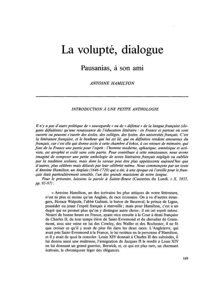 INTRODUCTION À UNE PETITE ANTHOLOGIE
 – page 1