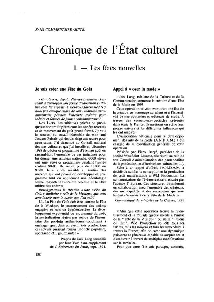 I. Les fêtes nouvelles
 – page 1