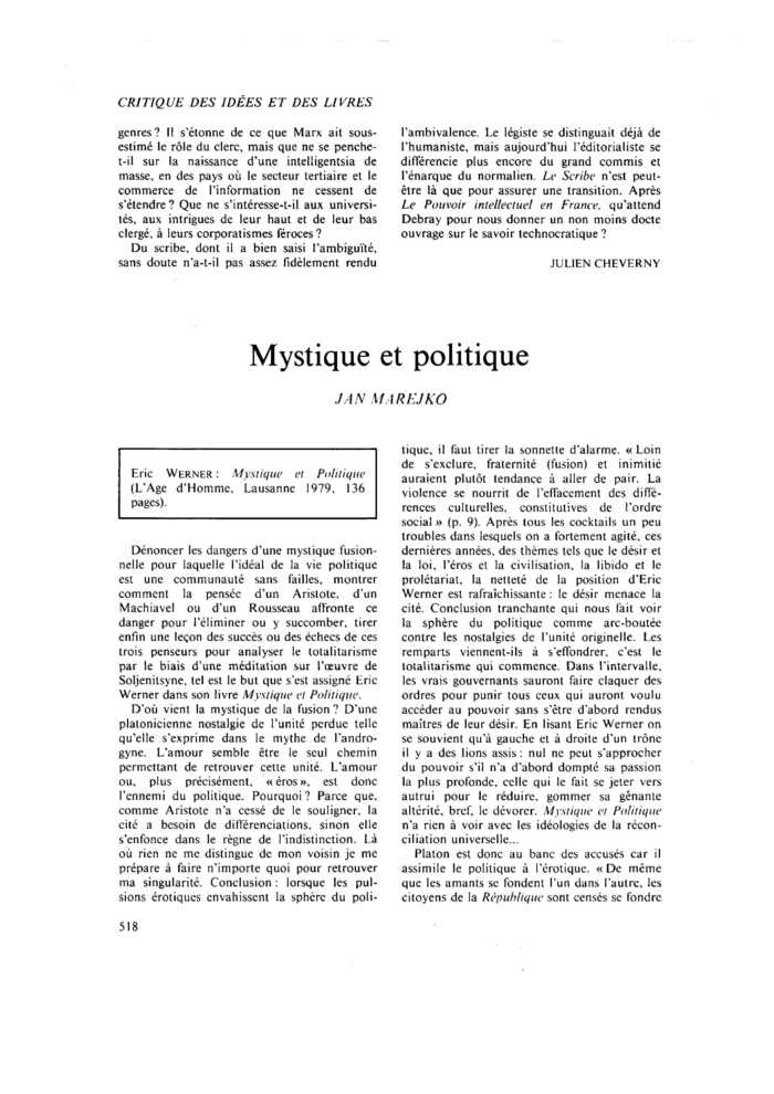 Mystique et politique
 – page 1