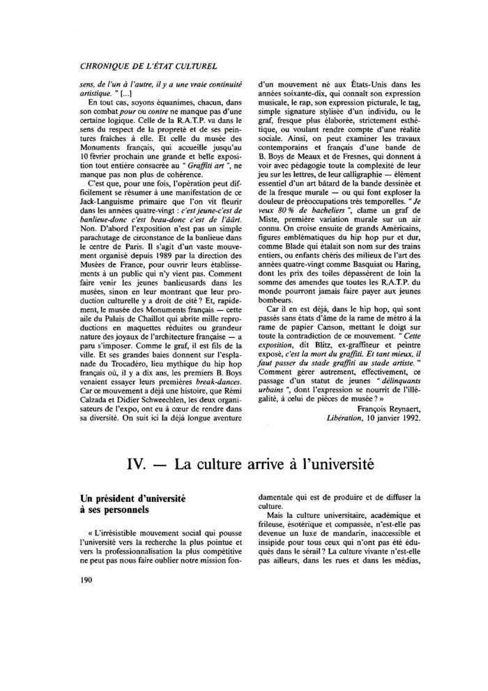 IV. La culture arrive à l’université
 – page 1