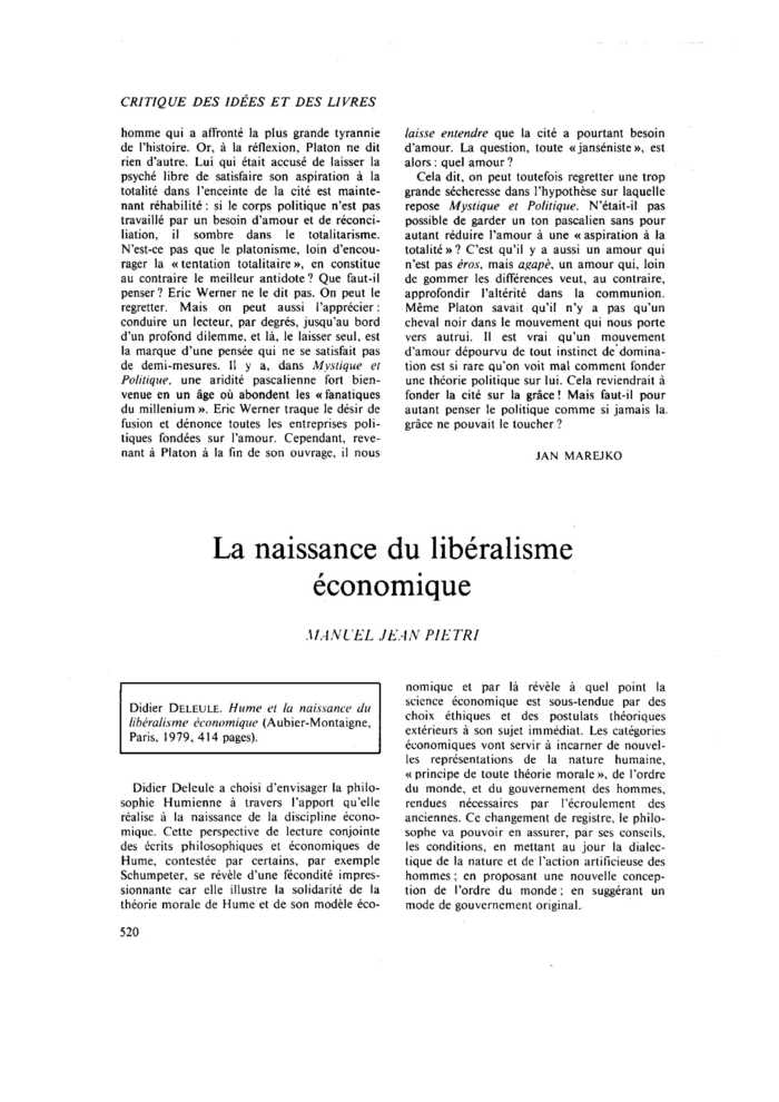 La naissance du libéralisme économique
 – page 1