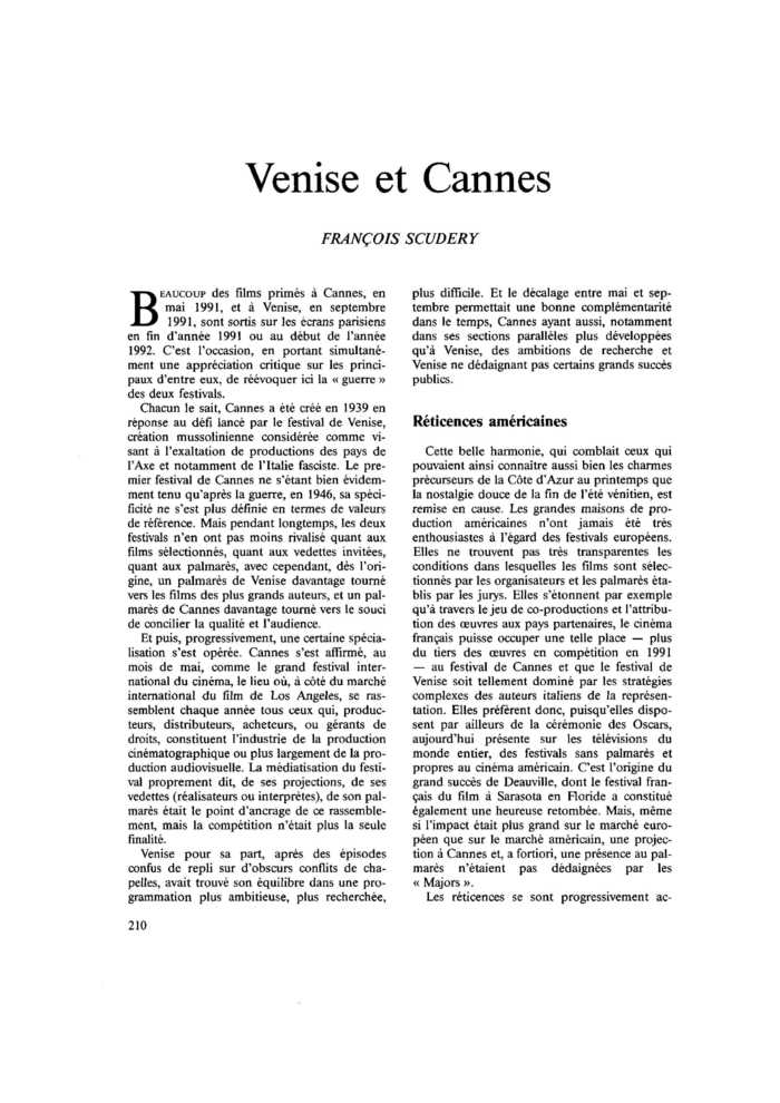 Venise et Cannes
 – page 1