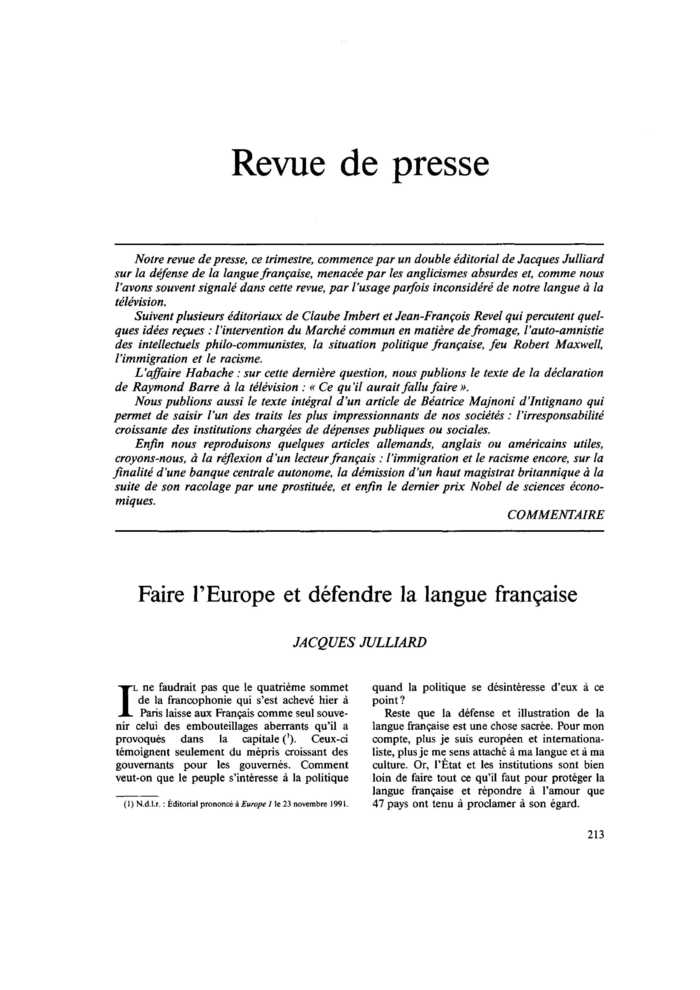 Revue de presse
 – page 1