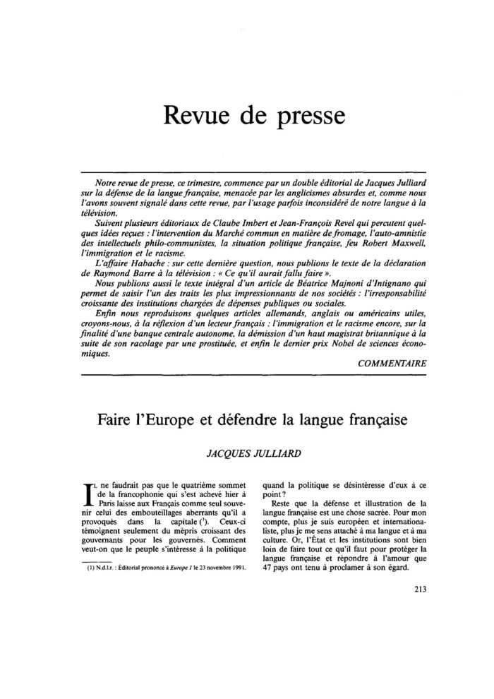 Faire l’Europe et défendre la langue française
 – page 1