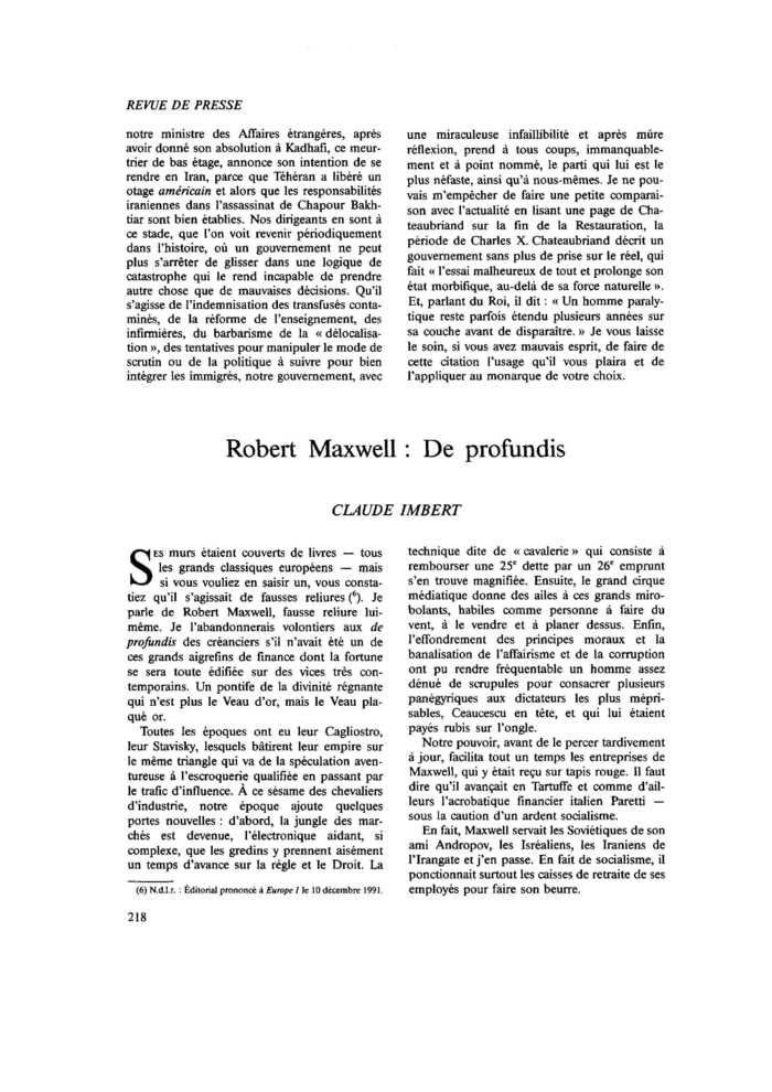 Robert Maxwell : De profundis
 – page 1