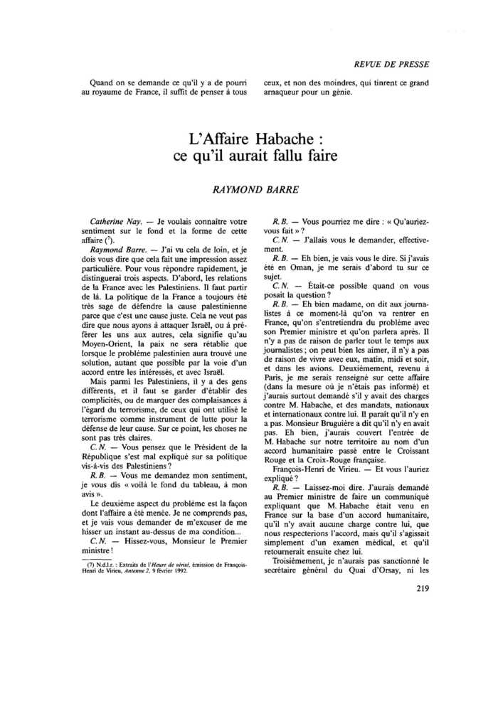 L’Affaire Habache : ce qu’il aurait fallu faire
 – page 1