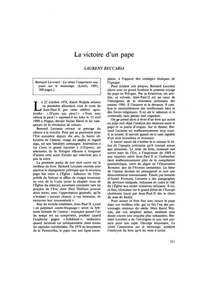 La victoire d’un pape
 – page 1