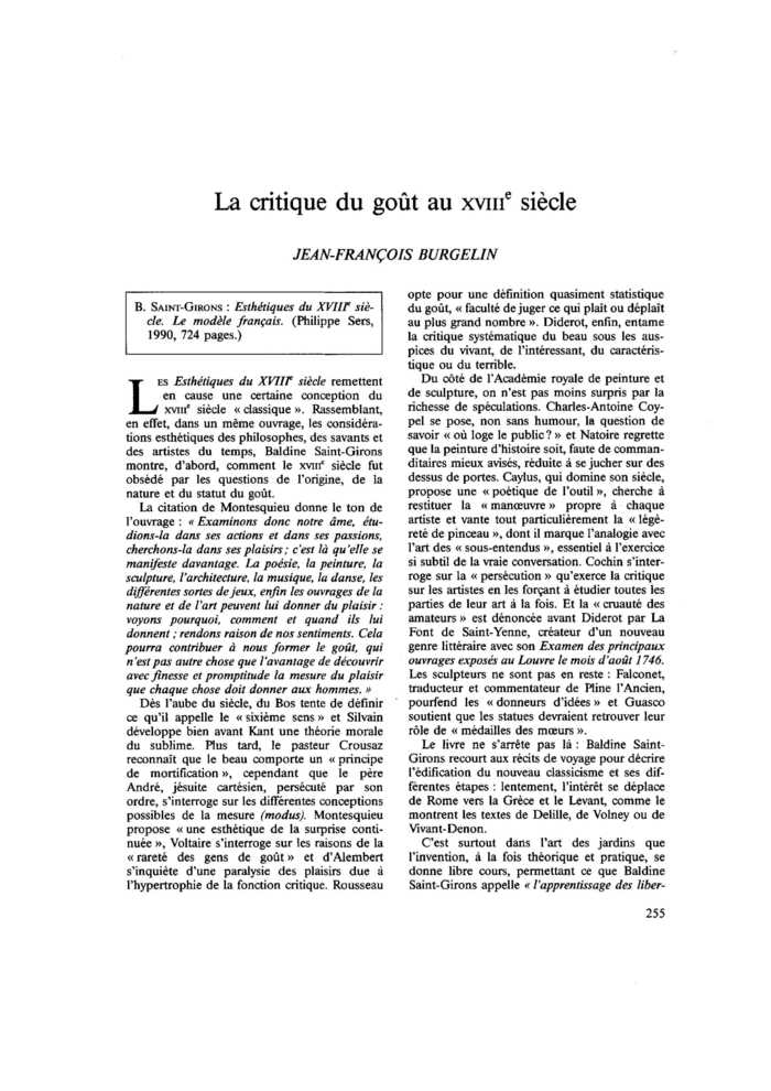 La critique du goût au XVIIIe siècle
 – page 1