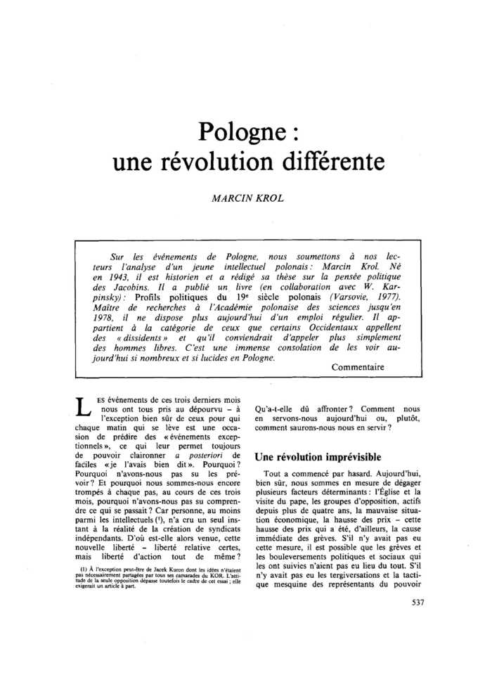 Pologne : une révolution différente
 – page 1