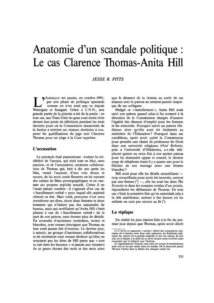 Anatomie d’un scandale politique : Le cas Clarence Thomas-Anita Hill
 – page 1