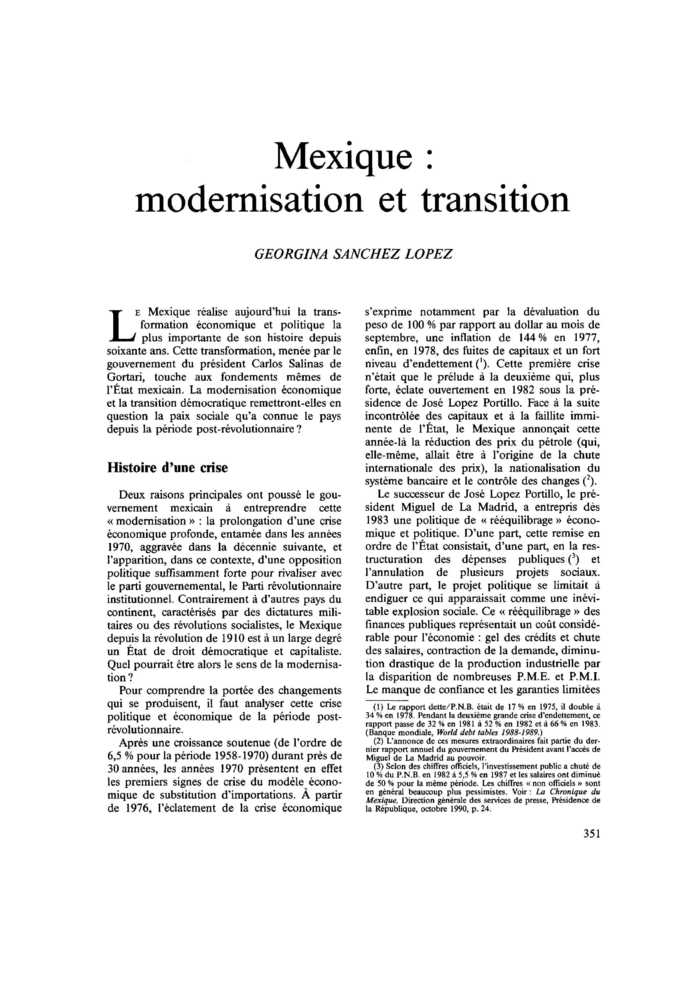 Mexique : modernisation et transition
 – page 1