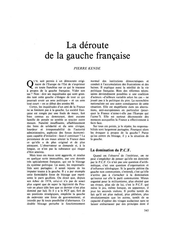 La déroute de la gauche française
 – page 1