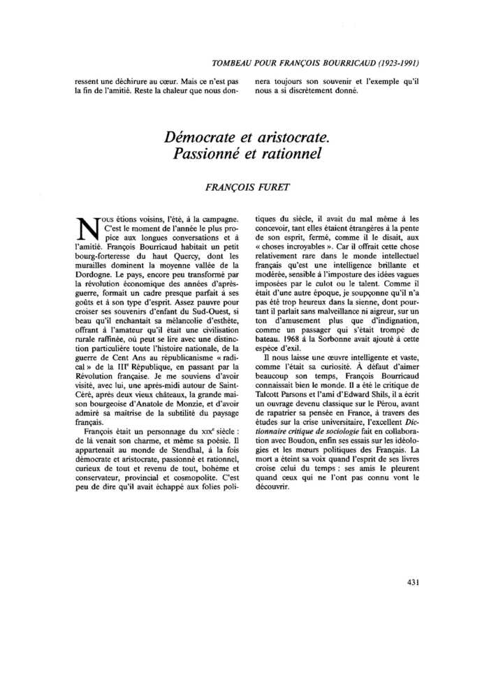 Démocrate et aristocrate. Passionné et rationnel
 – page 1