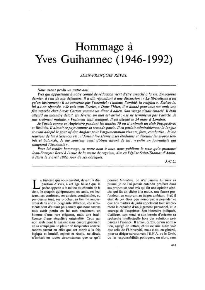 Hommage à Yves Guihannec (1946-1992)
 – page 1