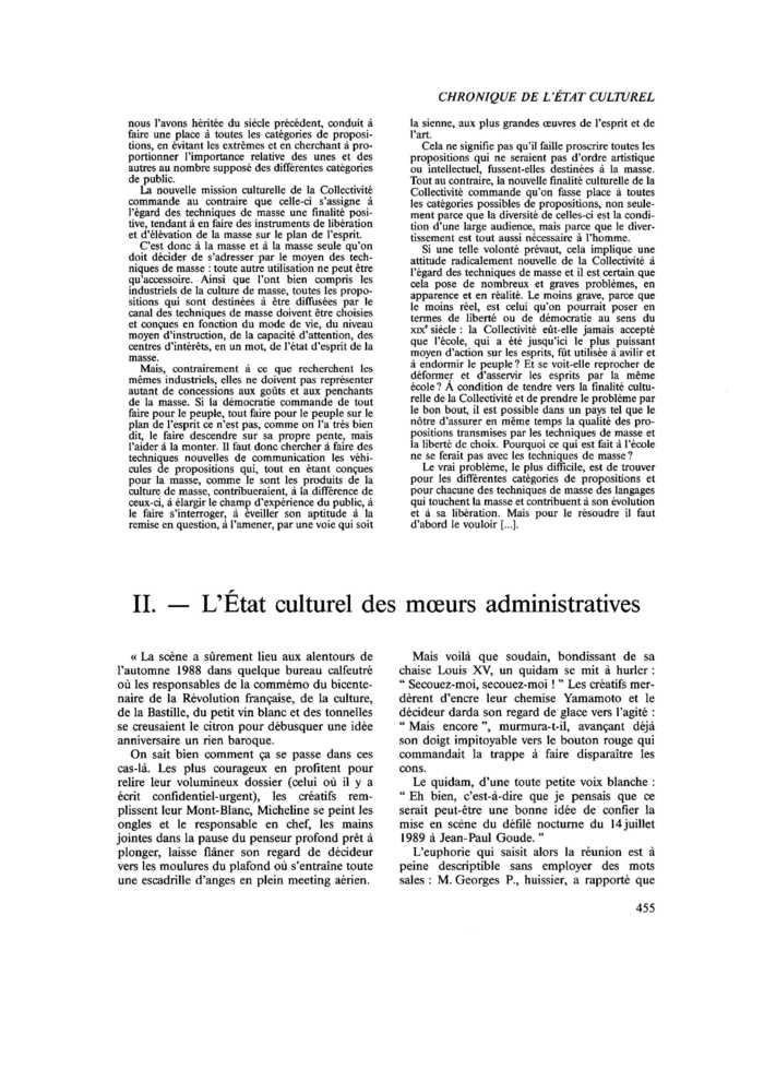II. L’État culturel des mœurs administratives
 – page 1