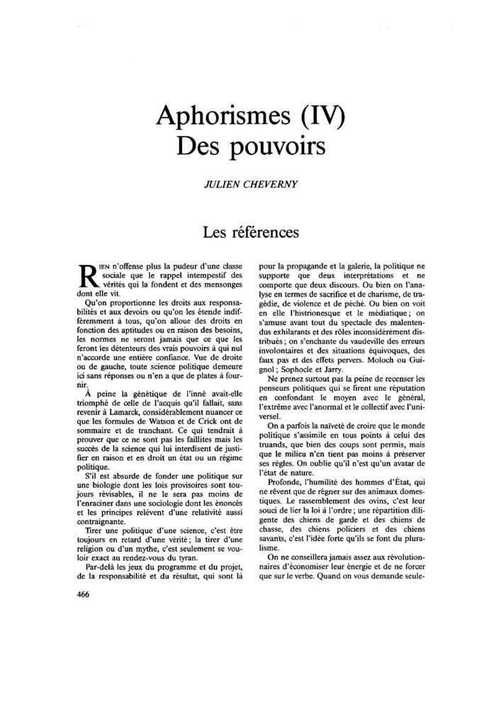 Aphorismes (IV). Des pouvoirs
 – page 1