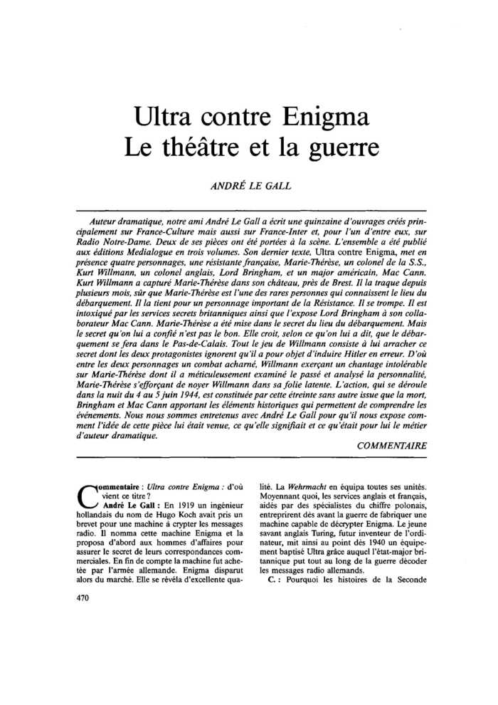 Ultra contre Enigma. Le théâtre et la guerre
 – page 1