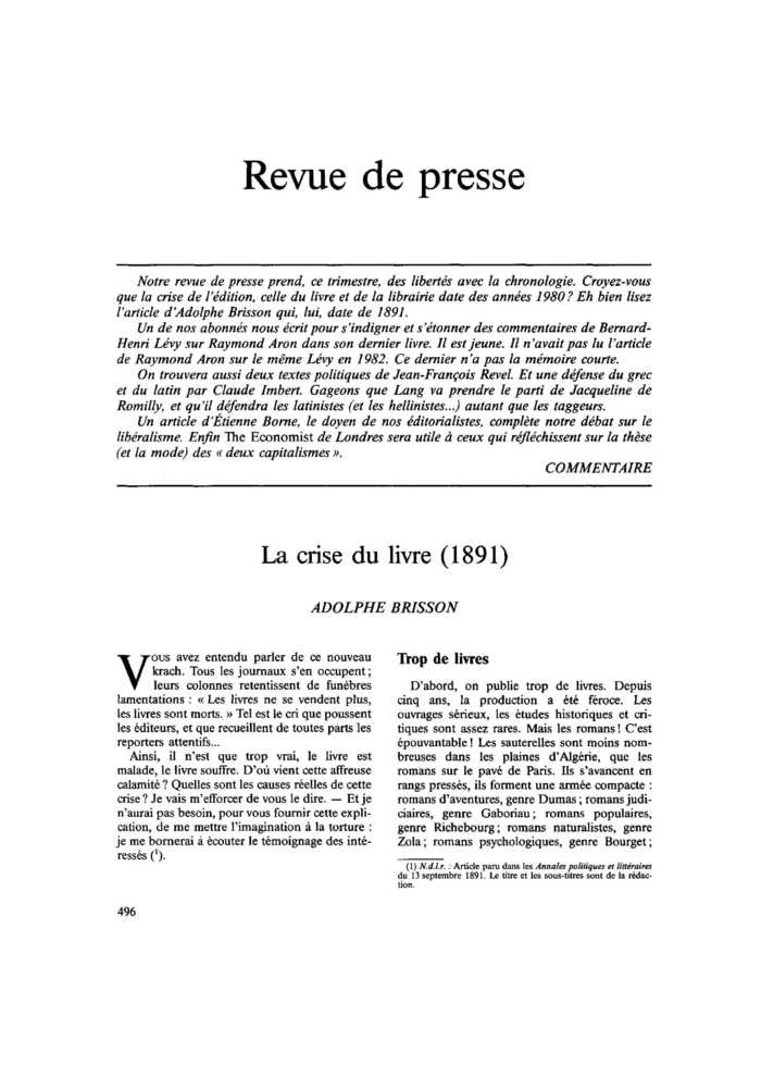Revue de presse
 – page 1